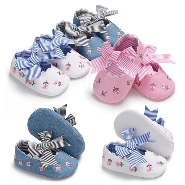 Spring, summer and autumn soft sole 0-1 year old baby embroidered toddler shoes princess shoes pink inside length 11CM 30 grams