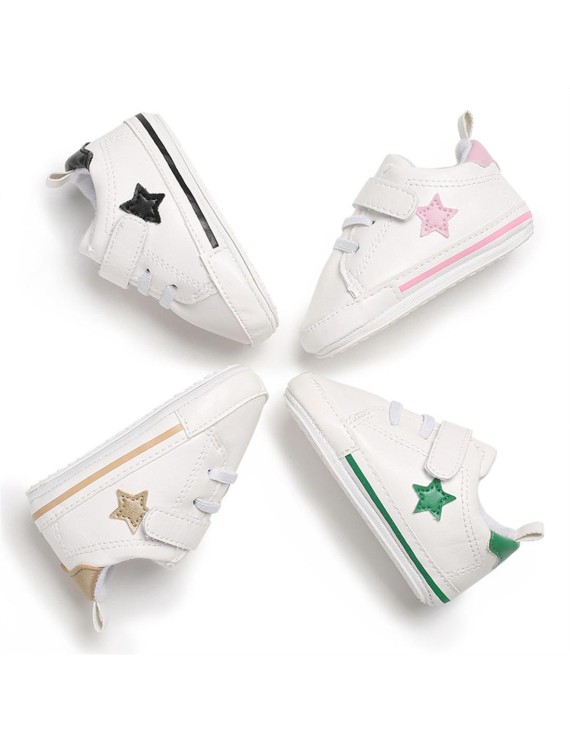 Four seasons casual shoes for 0-1 year old newborn with soft sole pentangle star baby walking shoes with pink inner length of 11CM / 67g