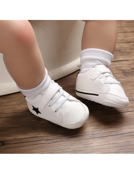 Four seasons casual shoes for 0-1 year old newborn with soft sole pentangle star baby walking shoes with pink inner length of 11CM / 67g