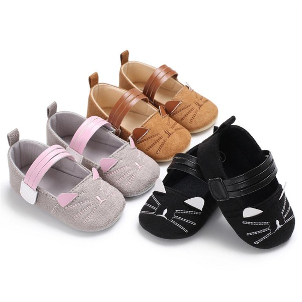 Spring and autumn style 0-1 year old cartoon shoes thin silicone soft sole anti-slip baby walking shoes black 12CM 35g