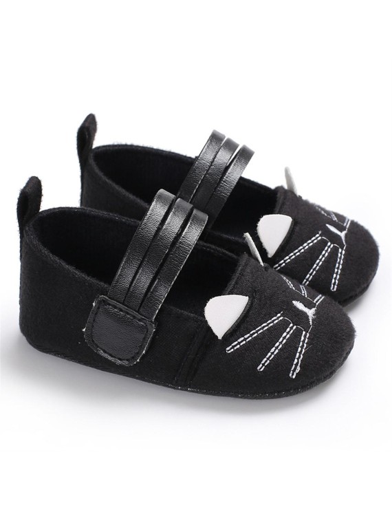 Spring and autumn style 0-1 year old cartoon shoes thin silicone soft sole anti-slip baby walking shoes black 12CM 35g