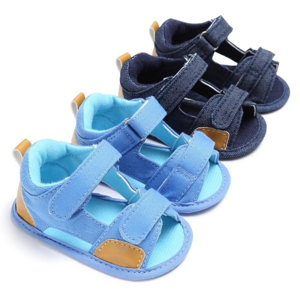 Baby shoes summer 0-1 year old soft soled Velcro perforated breathable baby sandals light blue 12CM/ 40g