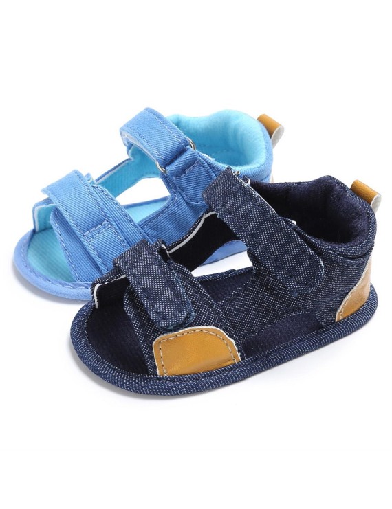 Baby shoes summer 0-1 year old soft soled Velcro perforated breathable baby sandals light blue 12CM/ 40g