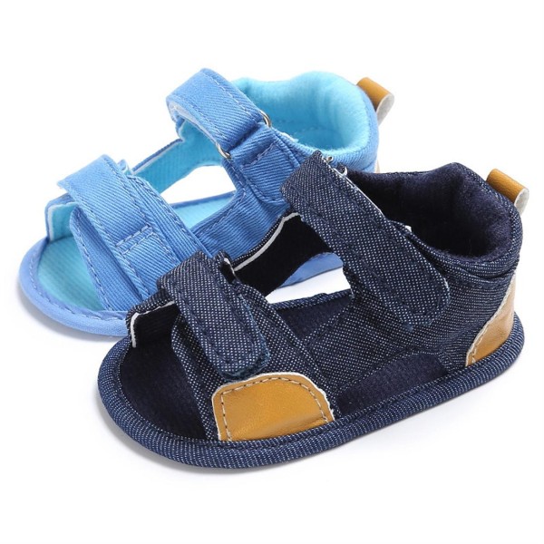 Baby shoes summer 0-1 year old soft soled Velcro perforated breathable baby sandals light blue 12CM/ 40g