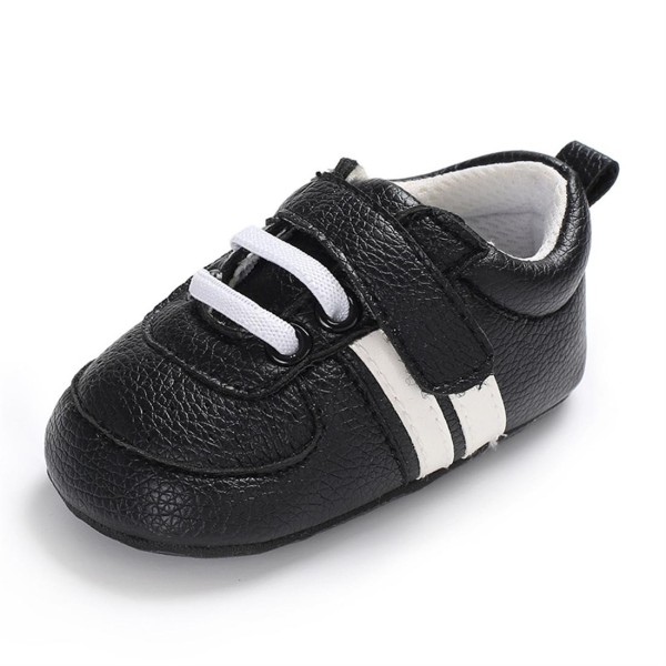 Four seasons 0-1 year old baby shoes soft sole PU casual baby shoes black 12CM 58g