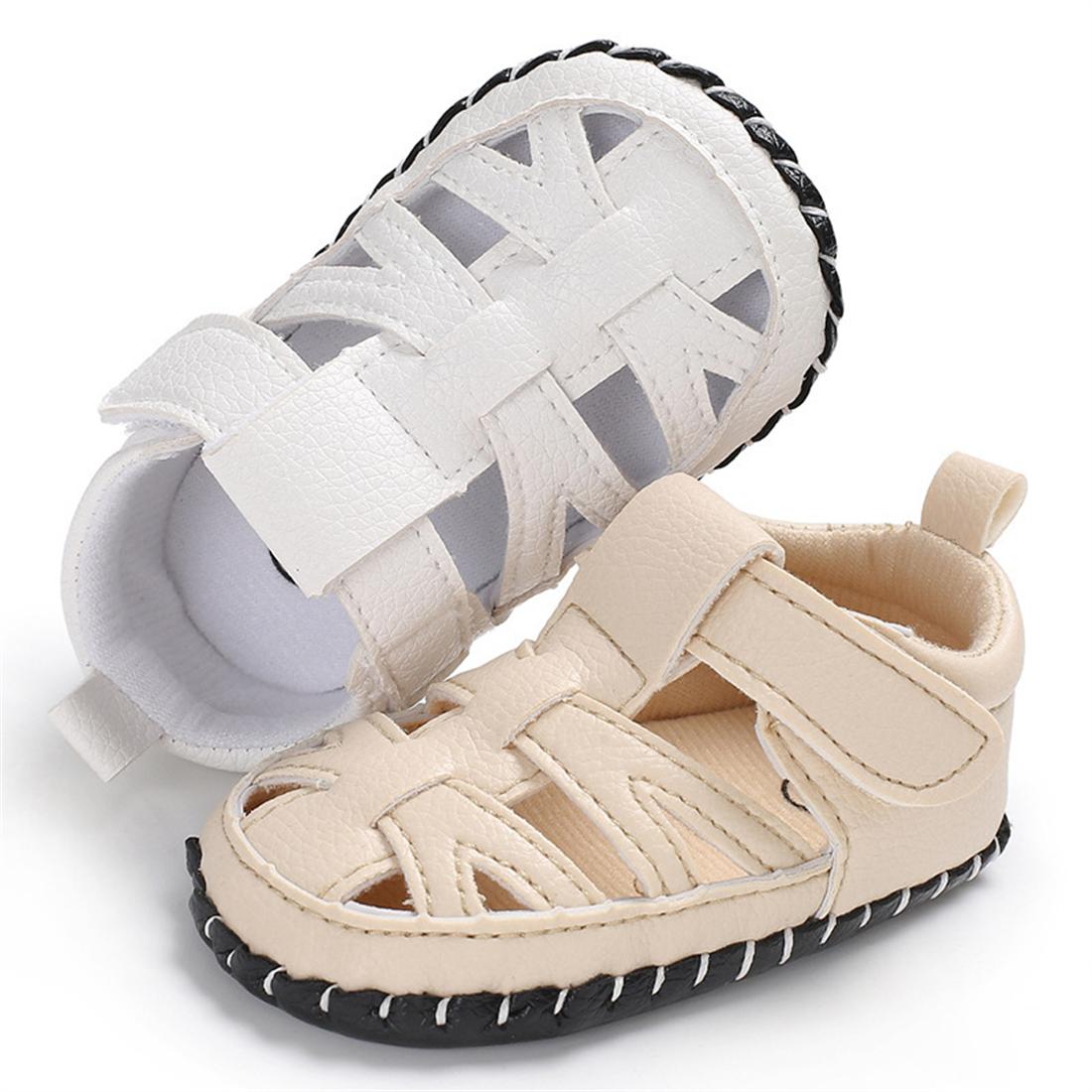 0-1 year old PU male baby feet sandals rubber sole breathable non-slip toddler shoes apricot color 11CM/ 56g