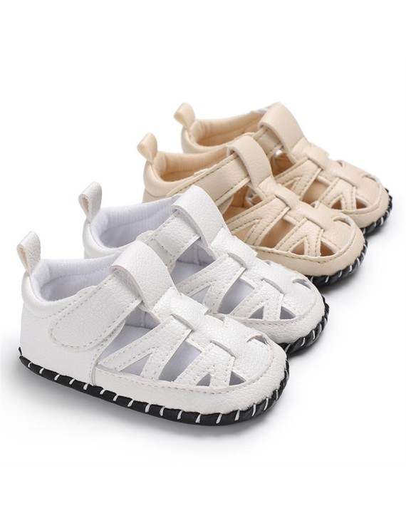 0-1 year old PU male baby feet sandals rubber sole breathable non-slip toddler shoes apricot color 11CM/ 56g