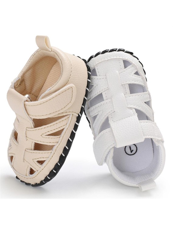 0-1 year old PU male baby feet sandals rubber sole breathable non-slip toddler shoes apricot color 11CM/ 56g