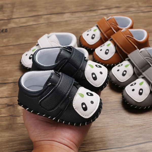 Spring and autumn 0-1 year old baby cartoon panda toddler shoes rubber shoes brown 12CM/76 grams of non-slip shoes