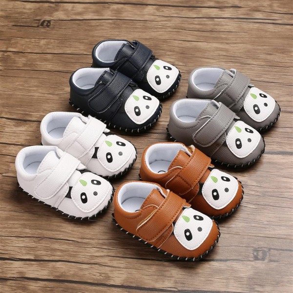 Spring and autumn 0-1 year old baby cartoon panda toddler shoes rubber shoes brown 12CM/76 grams of non-slip shoes