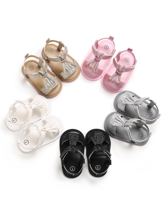 Soft soles for 0-1 year old female baby sandals breathable baby walking shoes 11CM/46 g gold inside