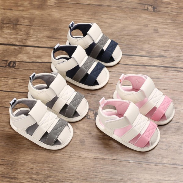 Summer soft soles 0-1 year old baby shoes, soft soles, cloth soles, non-slip, breathable toddler shoes, white and grey, with an inner length of 11cm