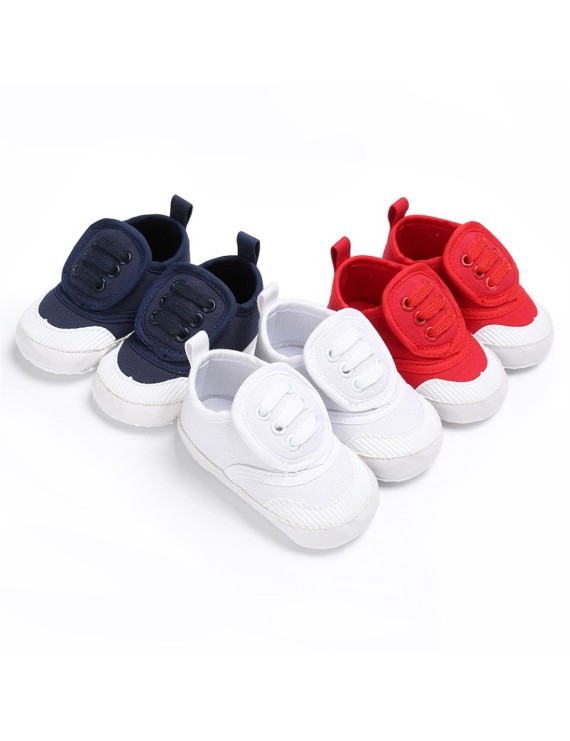 Spring and autumn style 0-1 year old baby soft sole leisure canvas shoes white 13cm