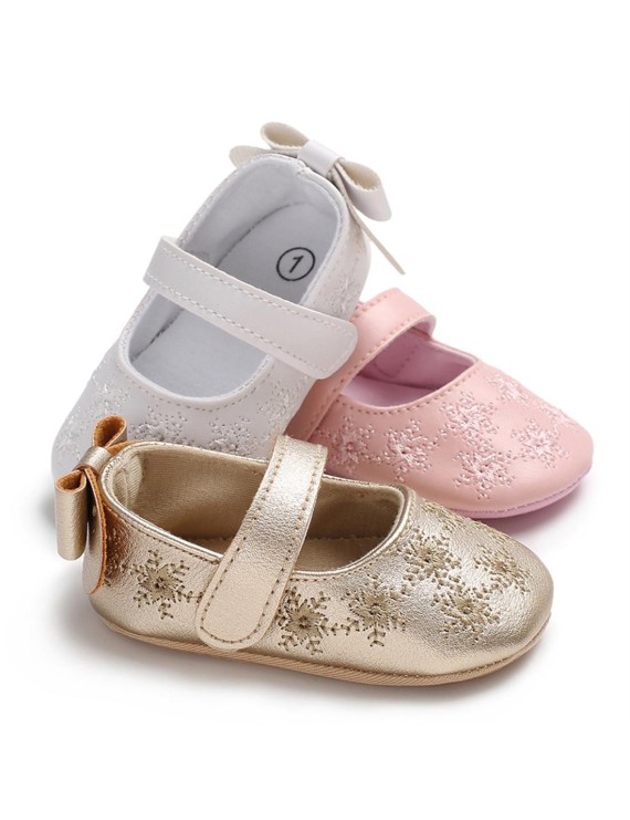 Baby shoes female baby soft embroidered toddler shoes white 13CM/ 48g