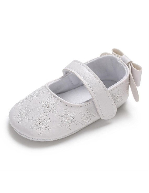 Baby shoes female baby soft embroidered toddler shoes white 13CM/ 48g