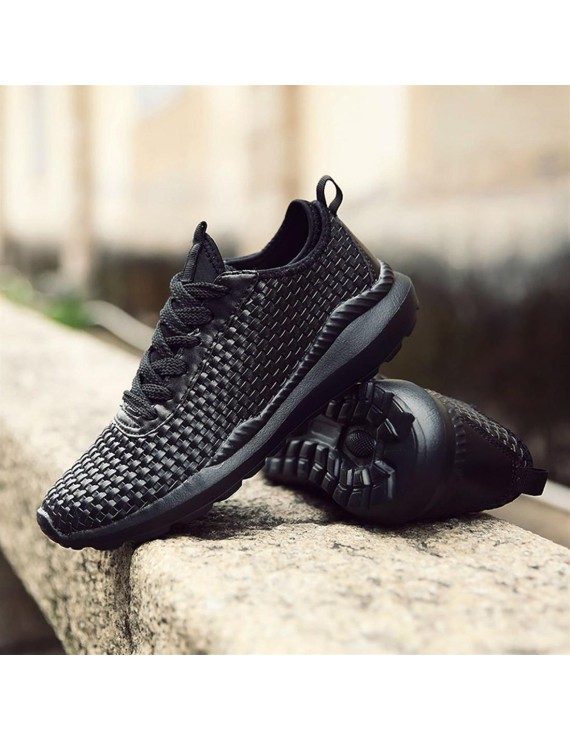 Anti-Slip Wear Resistant Braid Men Running Shoes Breathable Sports Sneaker