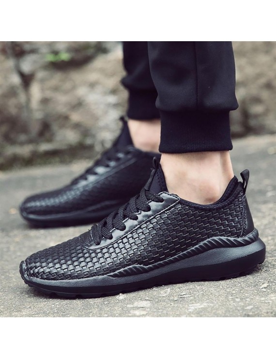 Anti-Slip Wear Resistant Braid Men Running Shoes Breathable Sports Sneaker