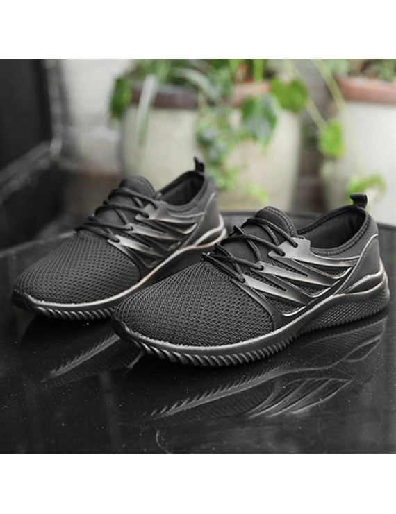 Fly Line Mesh Upper Breathable Sneakers Anti-skid Casual Sports Shoes For Men