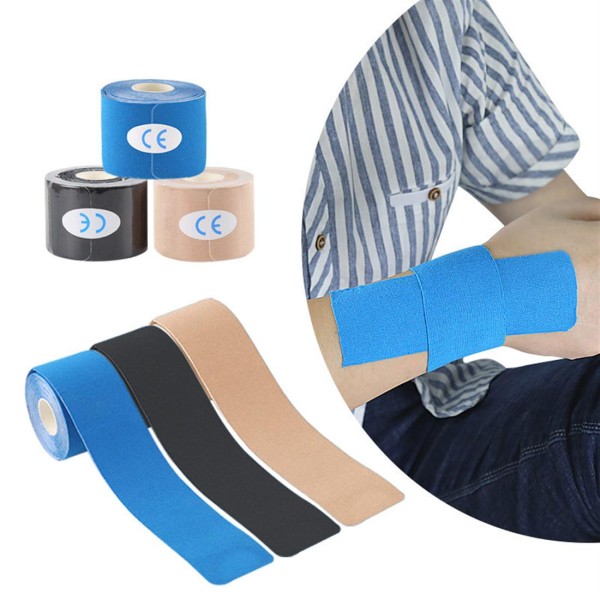 Cross-boundary best-selling type I muscle sports bandage professional running fitness knee and ankle strain tape blue (5cm*5m)