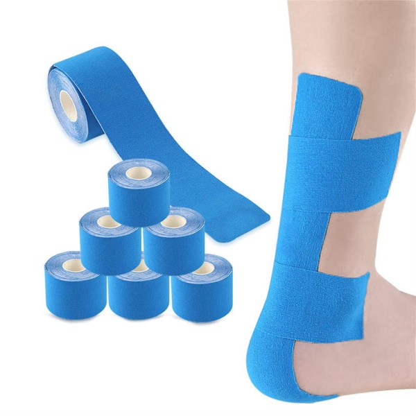 Cross-boundary best-selling type I muscle sports bandage professional running fitness knee and ankle strain tape blue (5cm*5m)