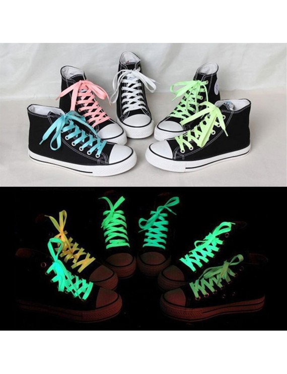 A Pair Men Women Athletic Fluorescent Shoelace Canvas Sneakers Flat Shoes Lace