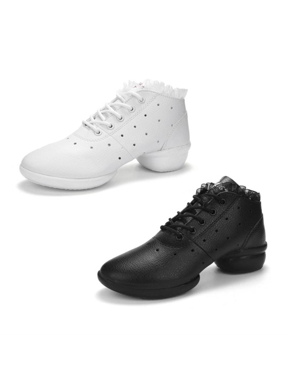 Women Dance Shoes Soft Cow Leather Shoes Sneakers Anti-slip Dance Shoes