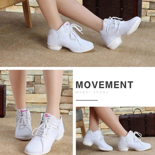 Soft Bottom Breathable Dance Shoes With Net Vamps Increased Dance Sneakers