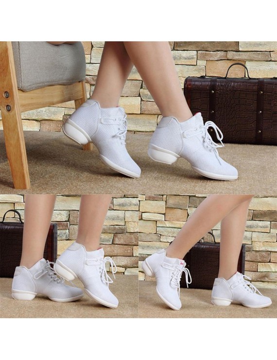 Soft Bottom Breathable Dance Shoes With Net Vamps Increased Dance Sneakers