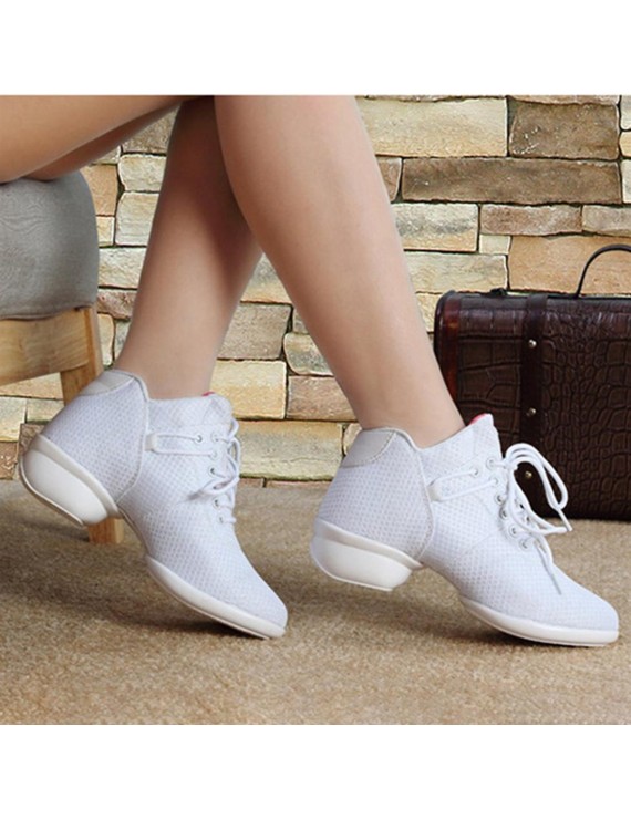 Soft Bottom Breathable Dance Shoes With Net Vamps Increased Dance Sneakers