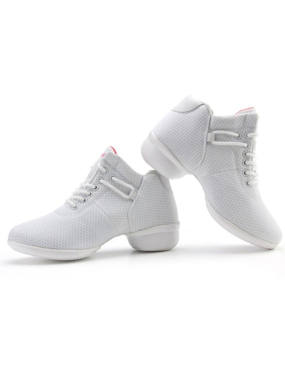 Soft Bottom Breathable Dance Shoes With Net Vamps Increased Dance Sneakers