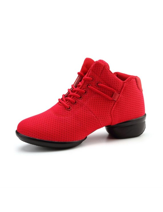 Soft Bottom Breathable Dance Shoes With Net Vamps Increased Dance Sneakers