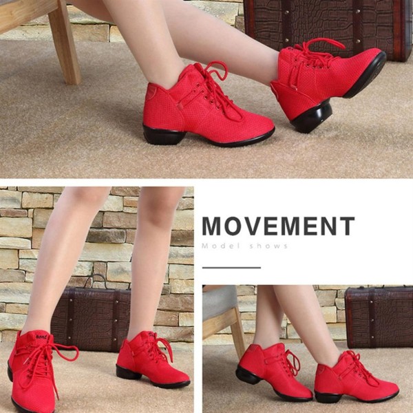 Soft Bottom Breathable Dance Shoes With Net Vamps Increased Dance Sneakers