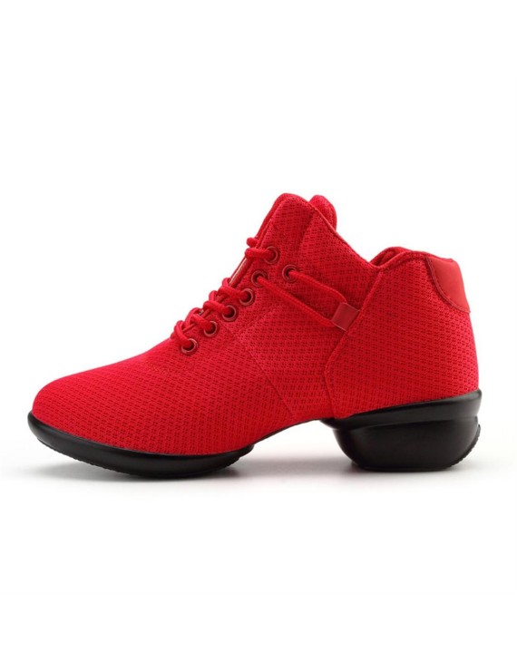 Soft Bottom Breathable Dance Shoes With Net Vamps Increased Dance Sneakers