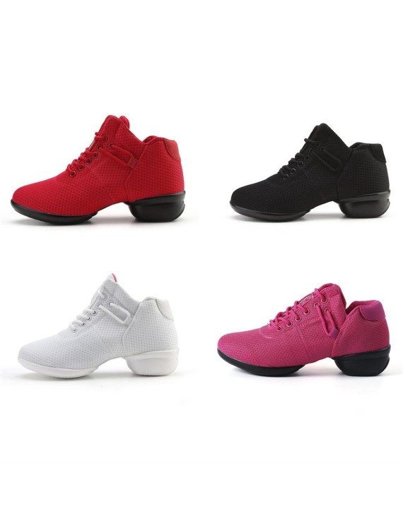 Soft Bottom Breathable Dance Shoes With Net Vamps Increased Dance Sneakers