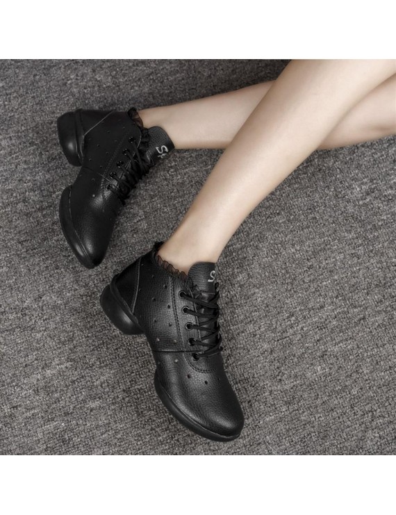 Women Dance Shoes Soft Cow Leather Shoes Sneakers Anti-slip Dance Shoes