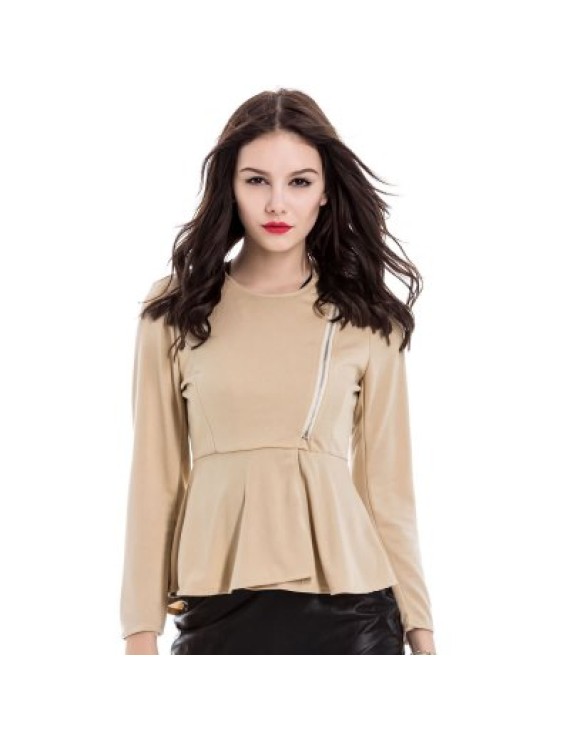 Slim Fit Zip Up Peplum Jacket