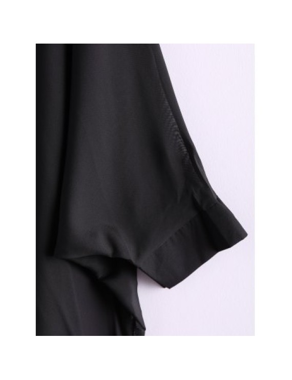 Charming and Perspective Asymmetrical Hem Bat Sleeve Chiffon Shirt For Women