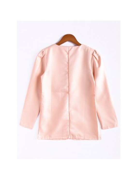 Candy Color Puff Sleeve Cotton Coat