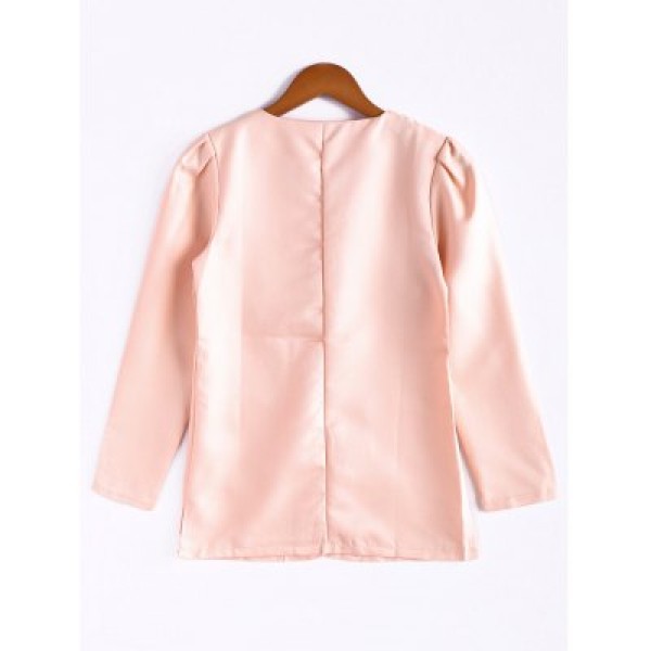 Candy Color Puff Sleeve Cotton Coat