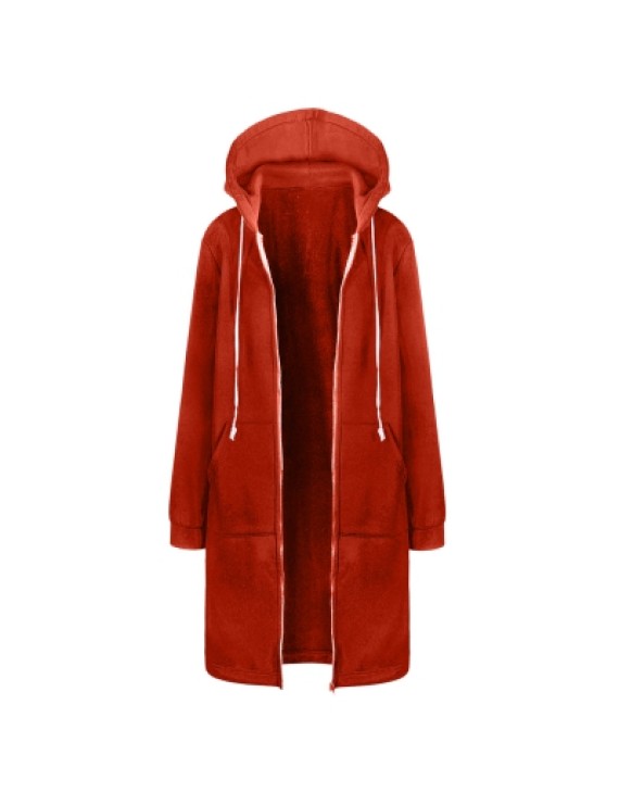 Women Plus Size Warm Hoodie Casual Loose Sweatshirt Coat Velvet Fashion Outwear