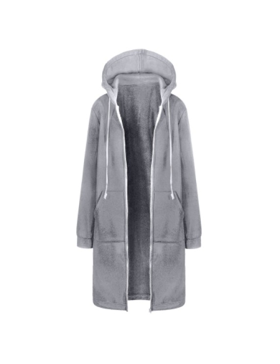 Women Plus Size Warm Hoodie Casual Loose Sweatshirt Coat Velvet Fashion Outwear