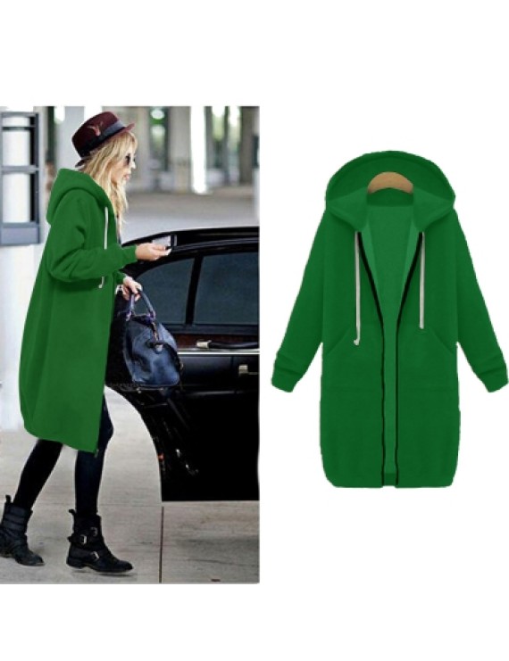 Women Plus Size Warm Hoodie Casual Loose Sweatshirt Coat Velvet Fashion Outwear