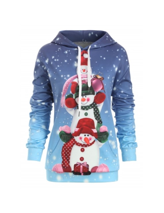 Snowman Front Pocket Christmas Hoodie