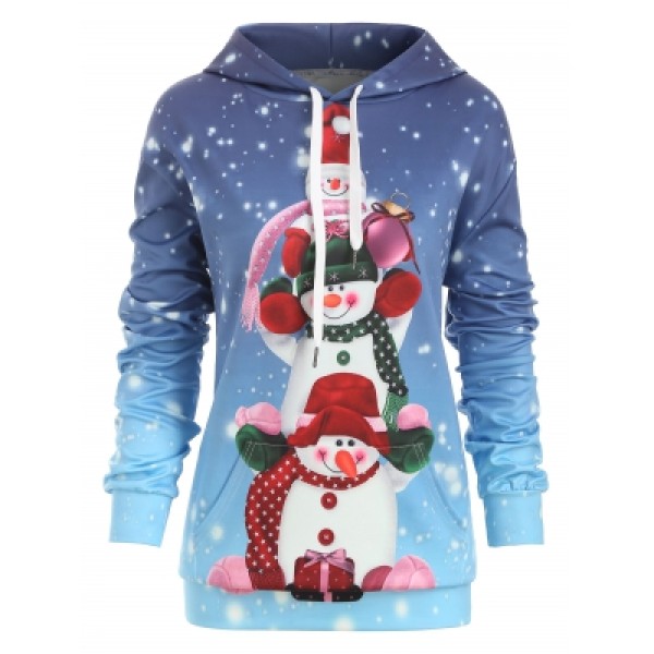 Snowman Front Pocket Christmas Hoodie