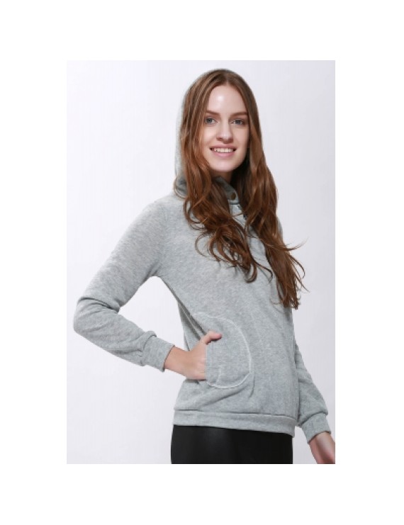 Solid Color Long Sleeve Hoodie For Women