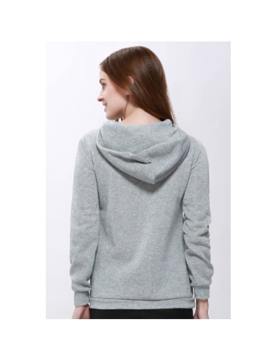 Solid Color Long Sleeve Hoodie For Women