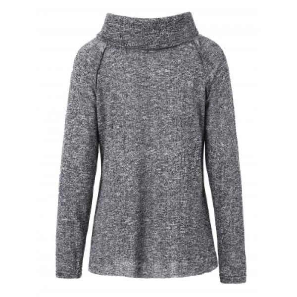 Cowl Neck Long Sleeve Spliced Sweatshirt