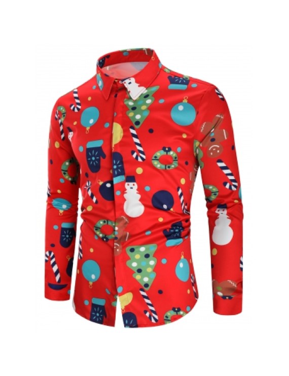 Christmas Theme Button Up Shirt