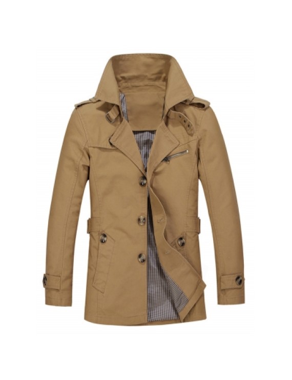 Turndown Collar Single Breasted Epaulet Coat