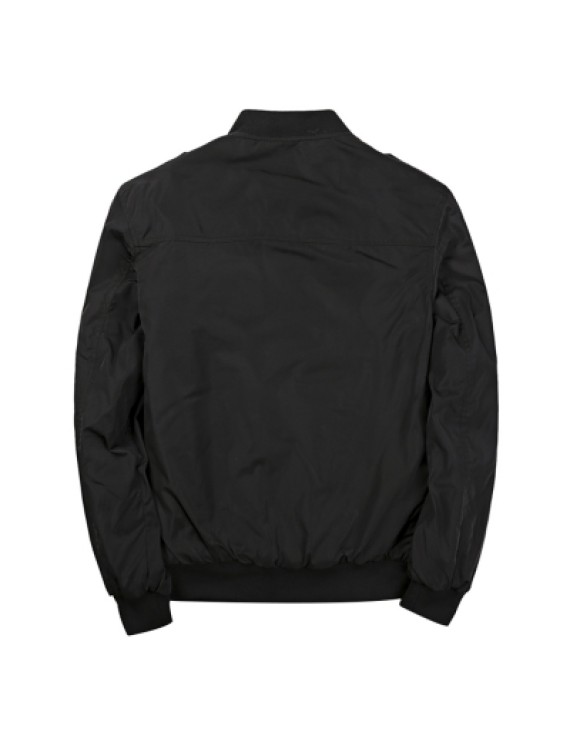 Zip Up Badge Patched Bomber Jacket